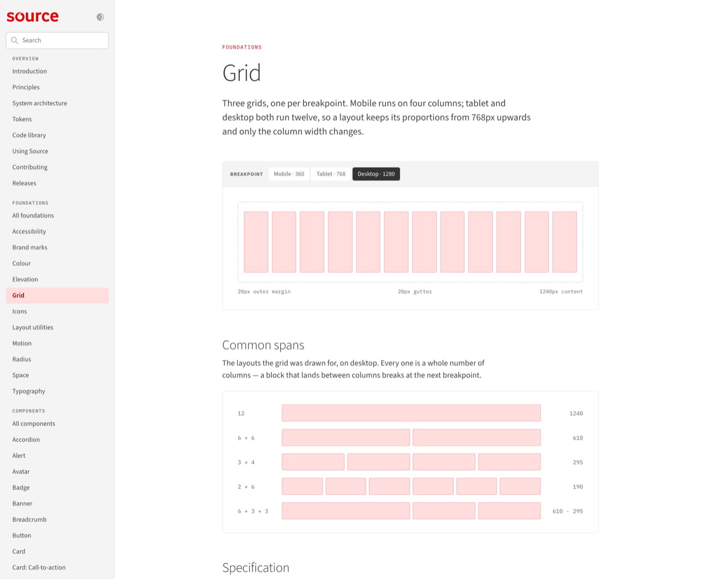 Source documentation. Grid: three grids, one per breakpoint.